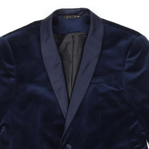 ZARA MAN Mens Blue Polyester Jacket Blazer Size 2XL Regular