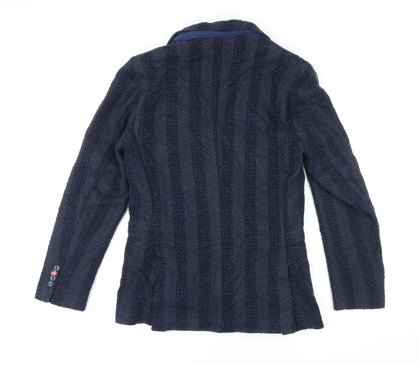 Mulish Mens Blue Striped Polyester Jacket Blazer Size L Regular