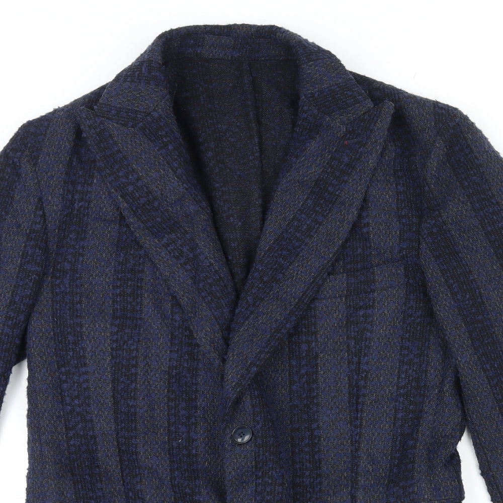 Mulish Mens Blue Striped Polyester Jacket Blazer Size L Regular