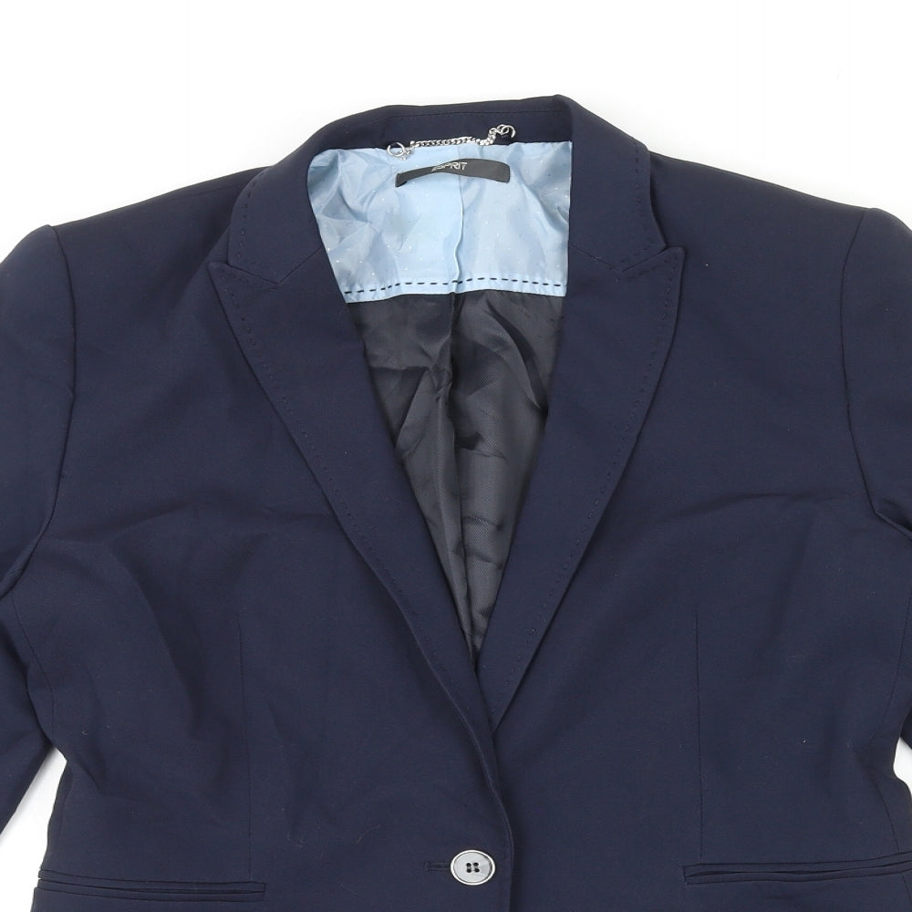 Esprit Womens Blue Polyester Jacket Blazer Size 10