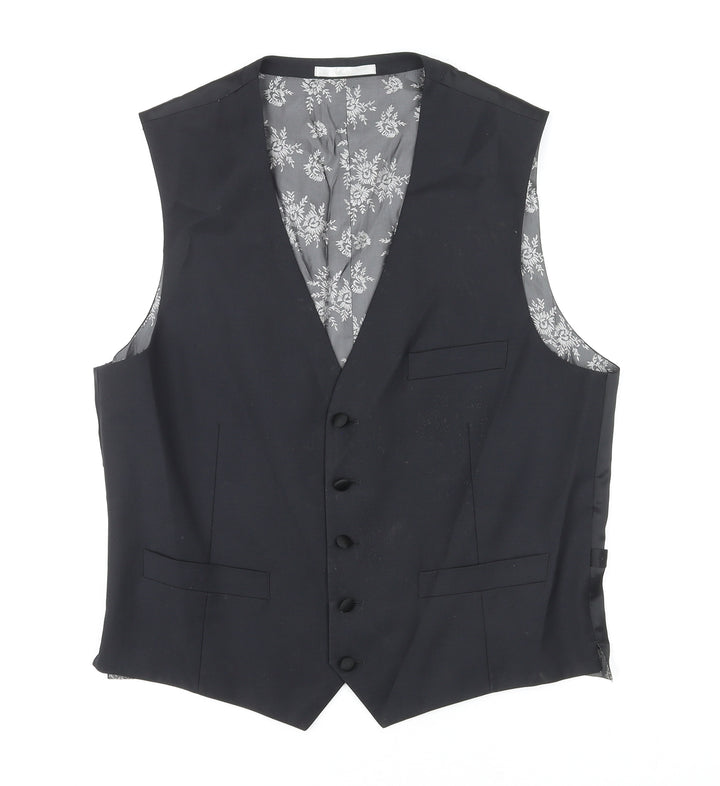 NEXT Mens Black Wool Jacket Suit Waistcoat Size 42 Regular