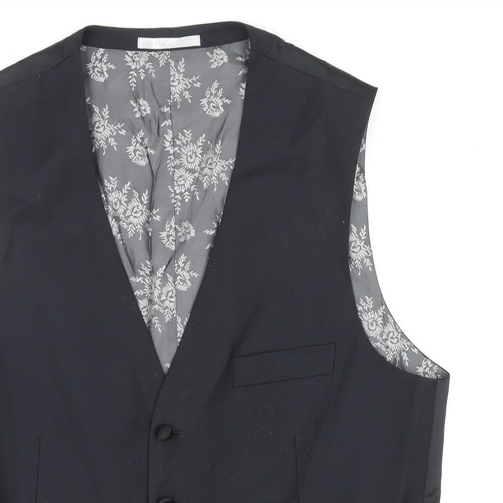 NEXT Mens Black Wool Jacket Suit Waistcoat Size 42 Regular