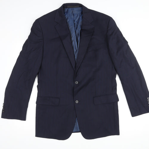 Marks and Spencer Mens Blue Striped Wool Jacket Suit Jacket Size M Regular