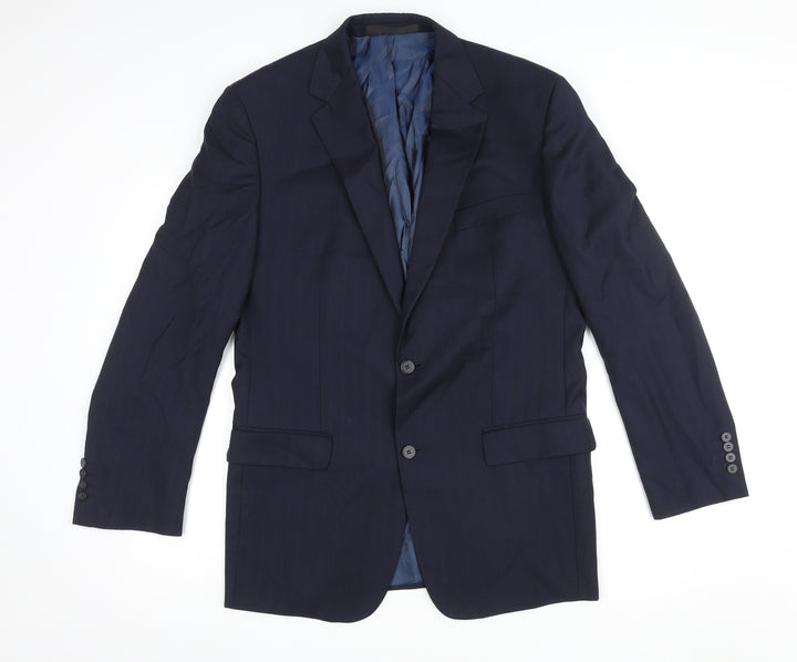 Marks and Spencer Mens Blue Striped Wool Jacket Suit Jacket Size M Regular