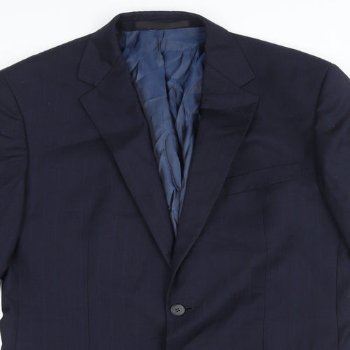 Marks and Spencer Mens Blue Striped Wool Jacket Suit Jacket Size M Regular