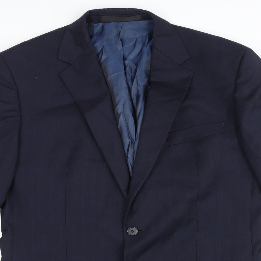Marks and Spencer Mens Blue Striped Wool Jacket Suit Jacket Size M Regular