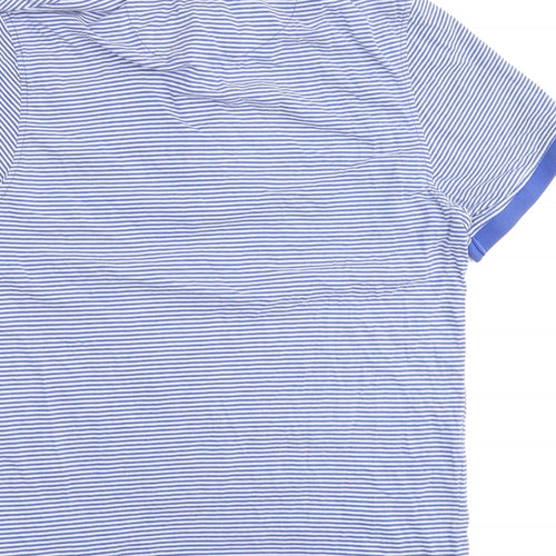 Lyle & Scott Mens Blue Striped Cotton Polo Size M Collared Button