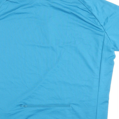 DECATHLON Mens Blue Polyester Basic T-Shirt Size L Round Neck - Quarter-Zip