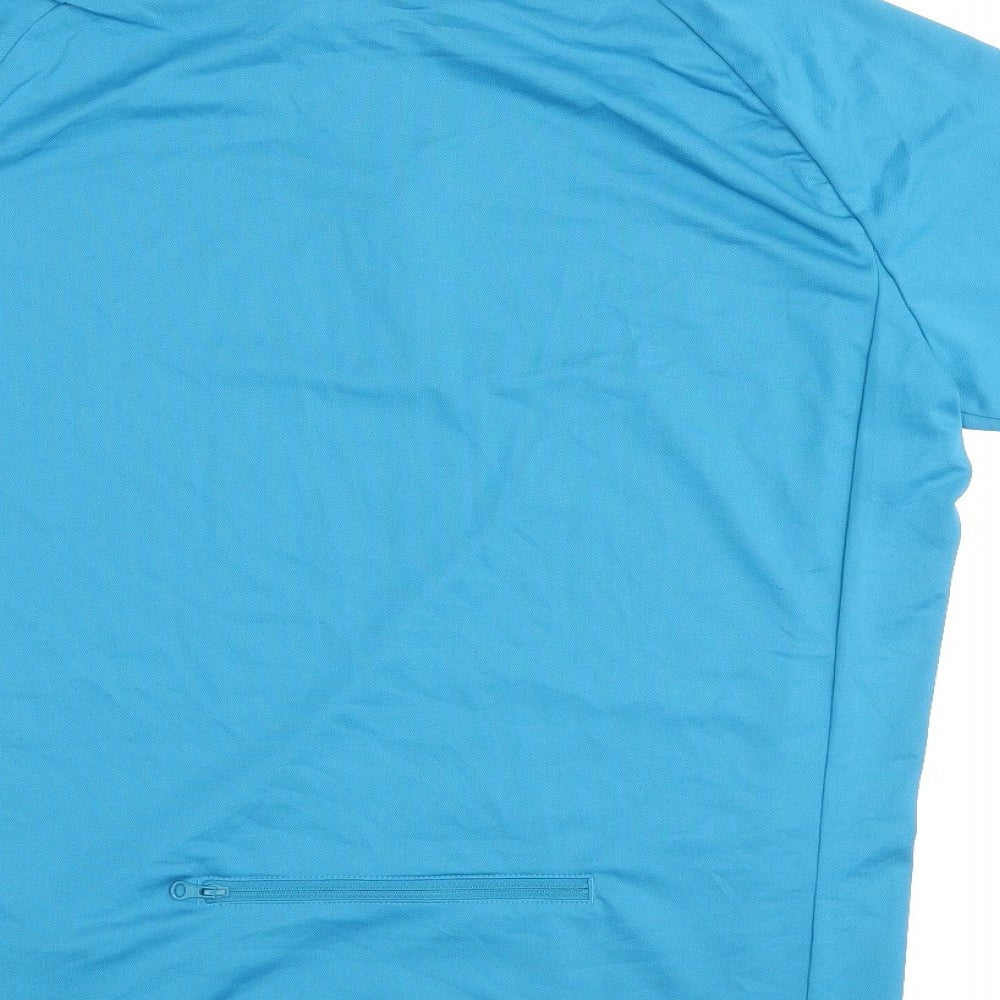DECATHLON Mens Blue Polyester Basic T-Shirt Size L Round Neck - Quarter-Zip