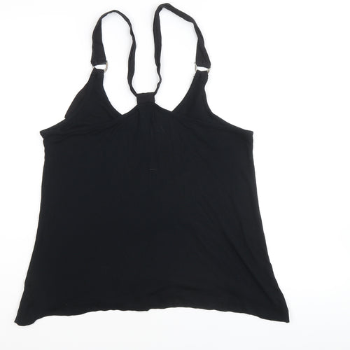 Marks and Spencer Womens Black 100% Cotton Basic Tank Size 14 Round Neck