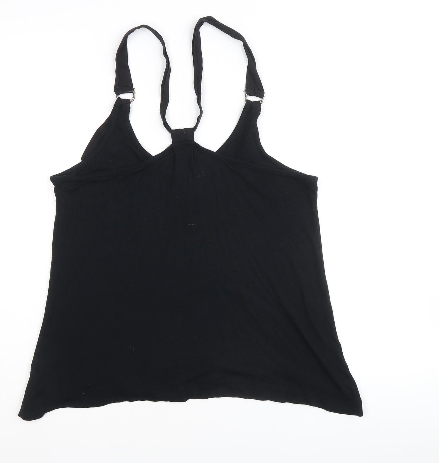 Marks and Spencer Womens Black 100% Cotton Basic Tank Size 14 Round Neck