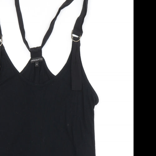 Marks and Spencer Womens Black 100% Cotton Basic Tank Size 14 Round Neck