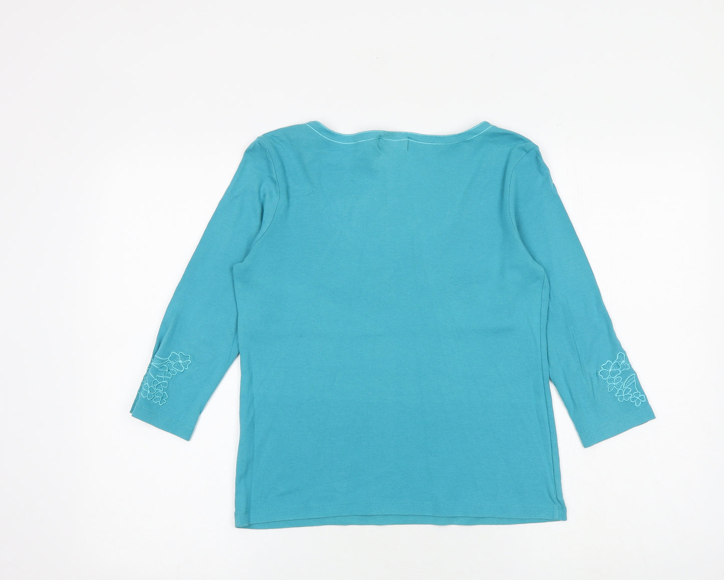 Per Una Womens Blue 100% Cotton Basic T-Shirt Size 14 Round Neck