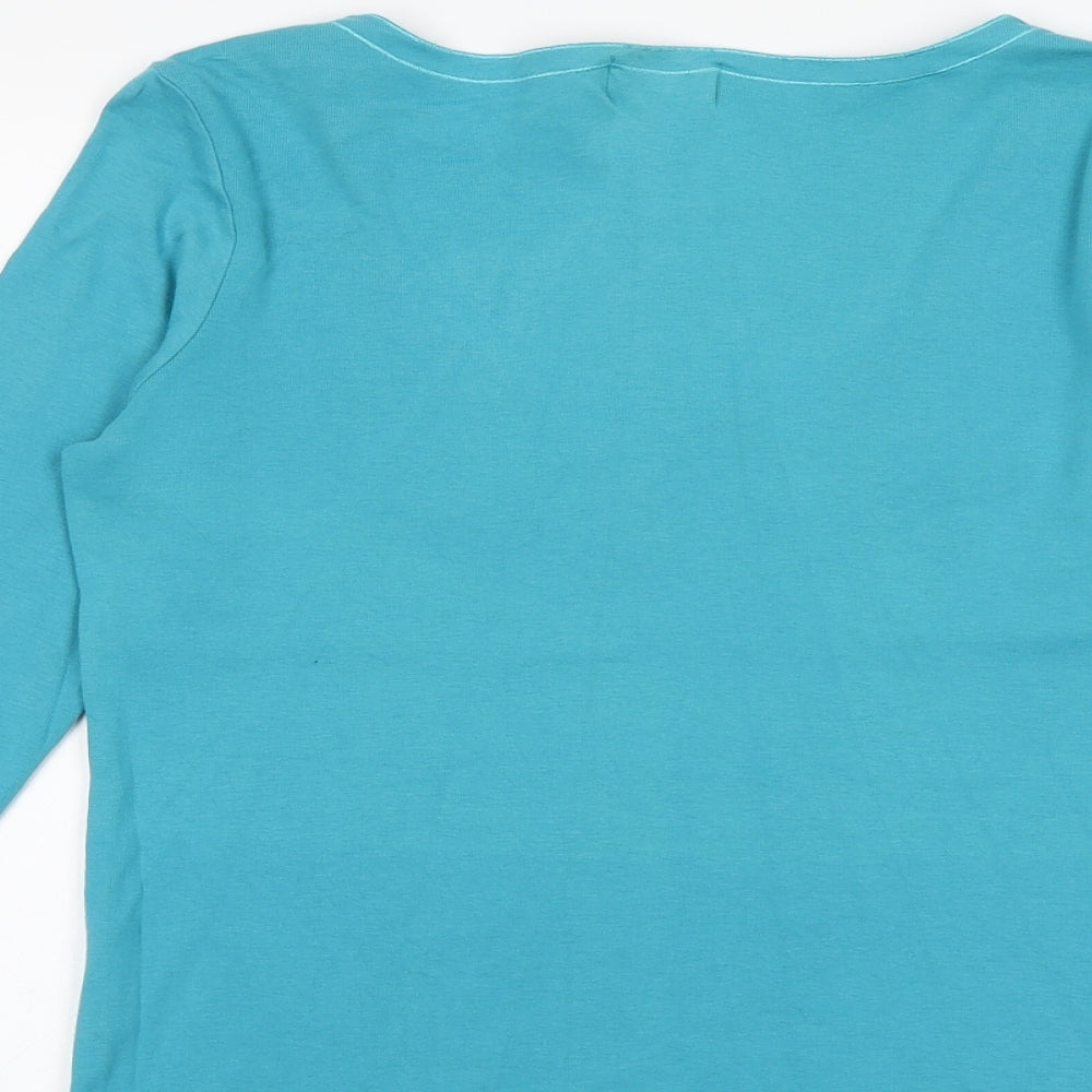 Per Una Womens Blue 100% Cotton Basic T-Shirt Size 14 Round Neck