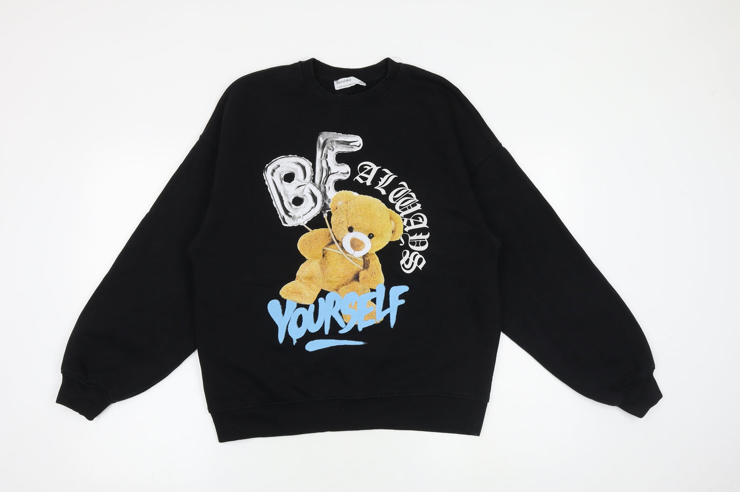 Bershka Womens Black Polyester Pullover Sweatshirt Size XS Pullover - Be yourself