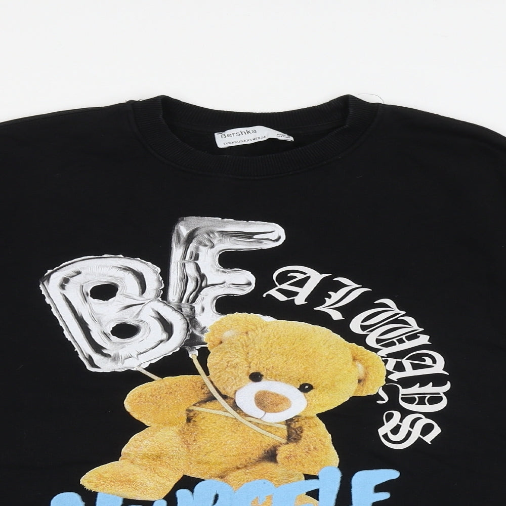 Bershka Womens Black Polyester Pullover Sweatshirt Size XS Pullover - Be yourself