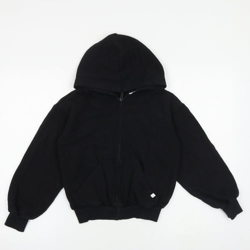 H&M Boys Black Cotton Full Zip Hoodie Size 9-10 Years Zip