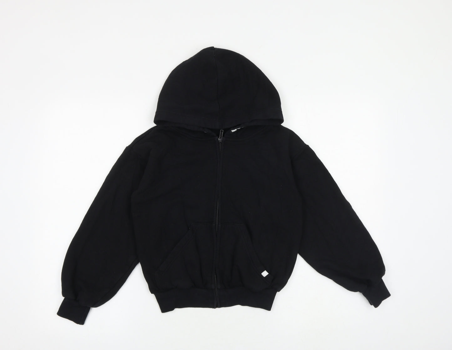 H&M Boys Black Cotton Full Zip Hoodie Size 9-10 Years Zip