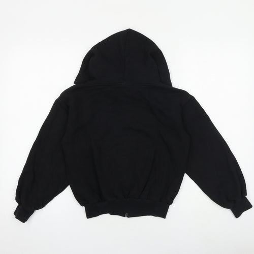 H&M Boys Black Cotton Full Zip Hoodie Size 9-10 Years Zip