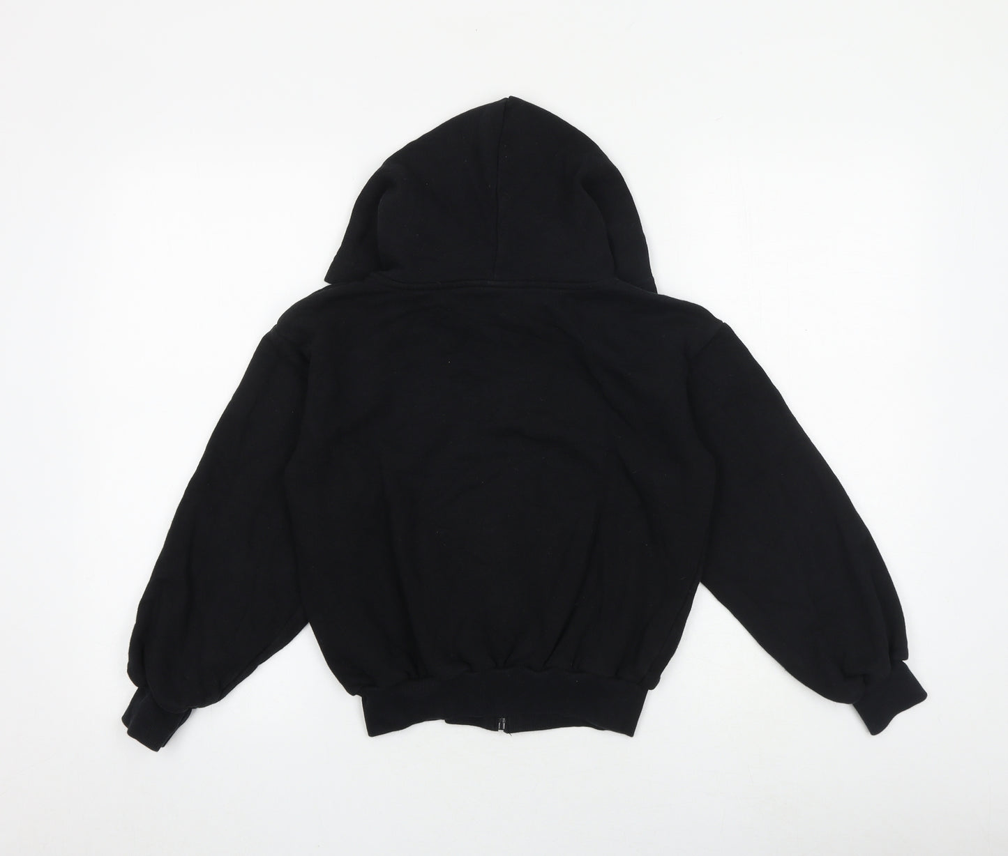 H&M Boys Black Cotton Full Zip Hoodie Size 9-10 Years Zip