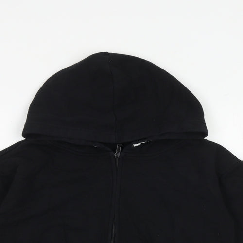 H&M Boys Black Cotton Full Zip Hoodie Size 9-10 Years Zip