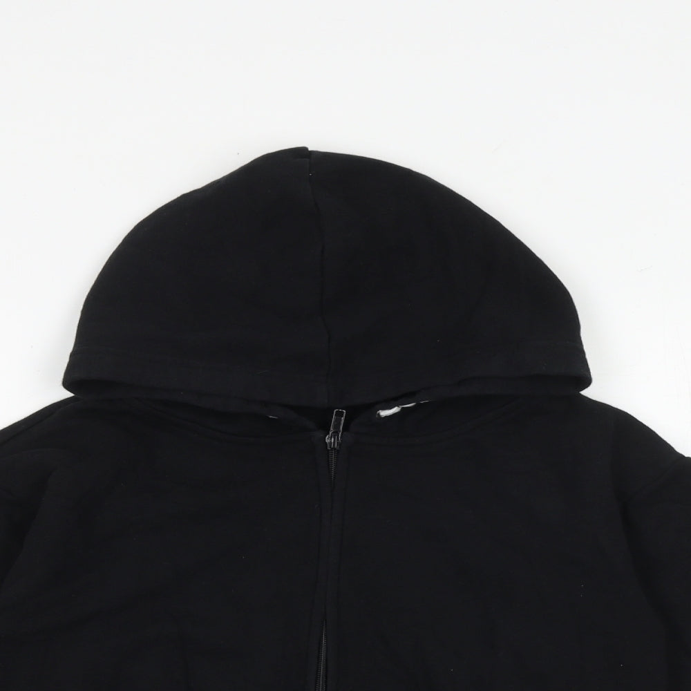 H&M Boys Black Cotton Full Zip Hoodie Size 9-10 Years Zip