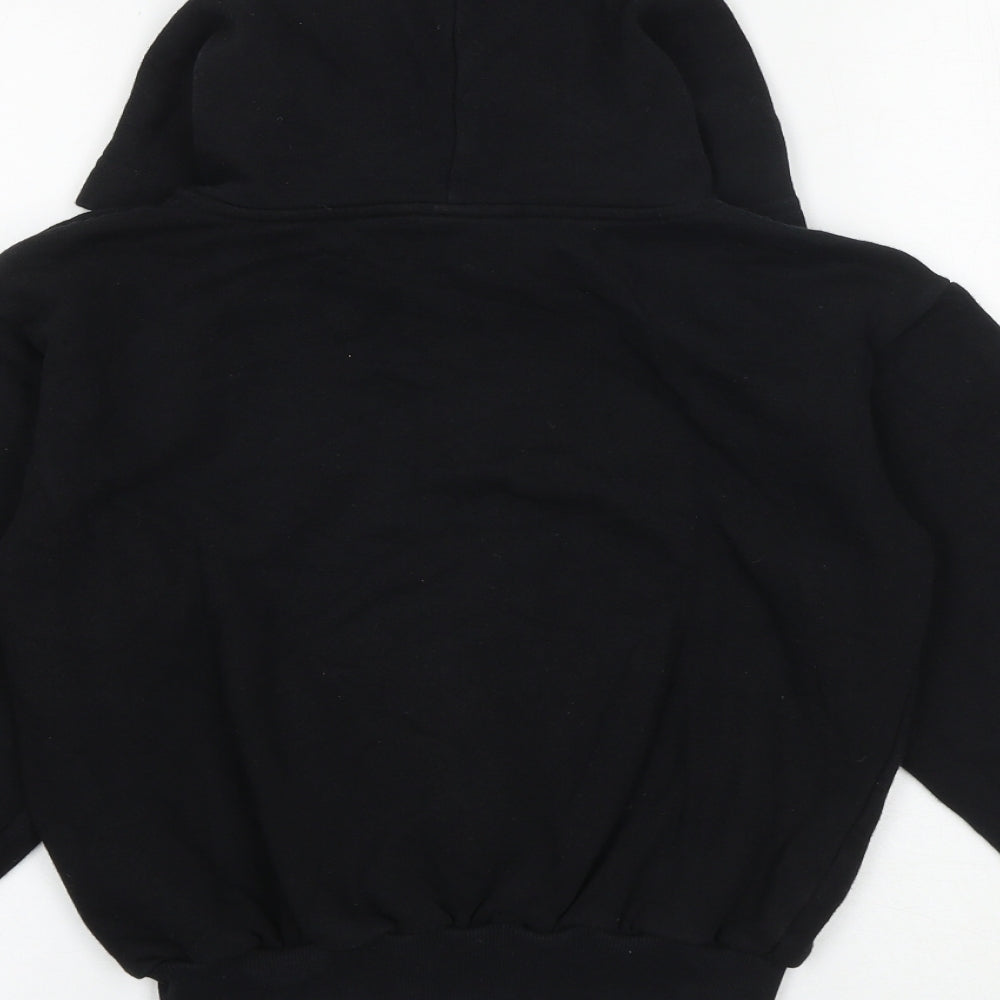 H&M Boys Black Cotton Full Zip Hoodie Size 9-10 Years Zip