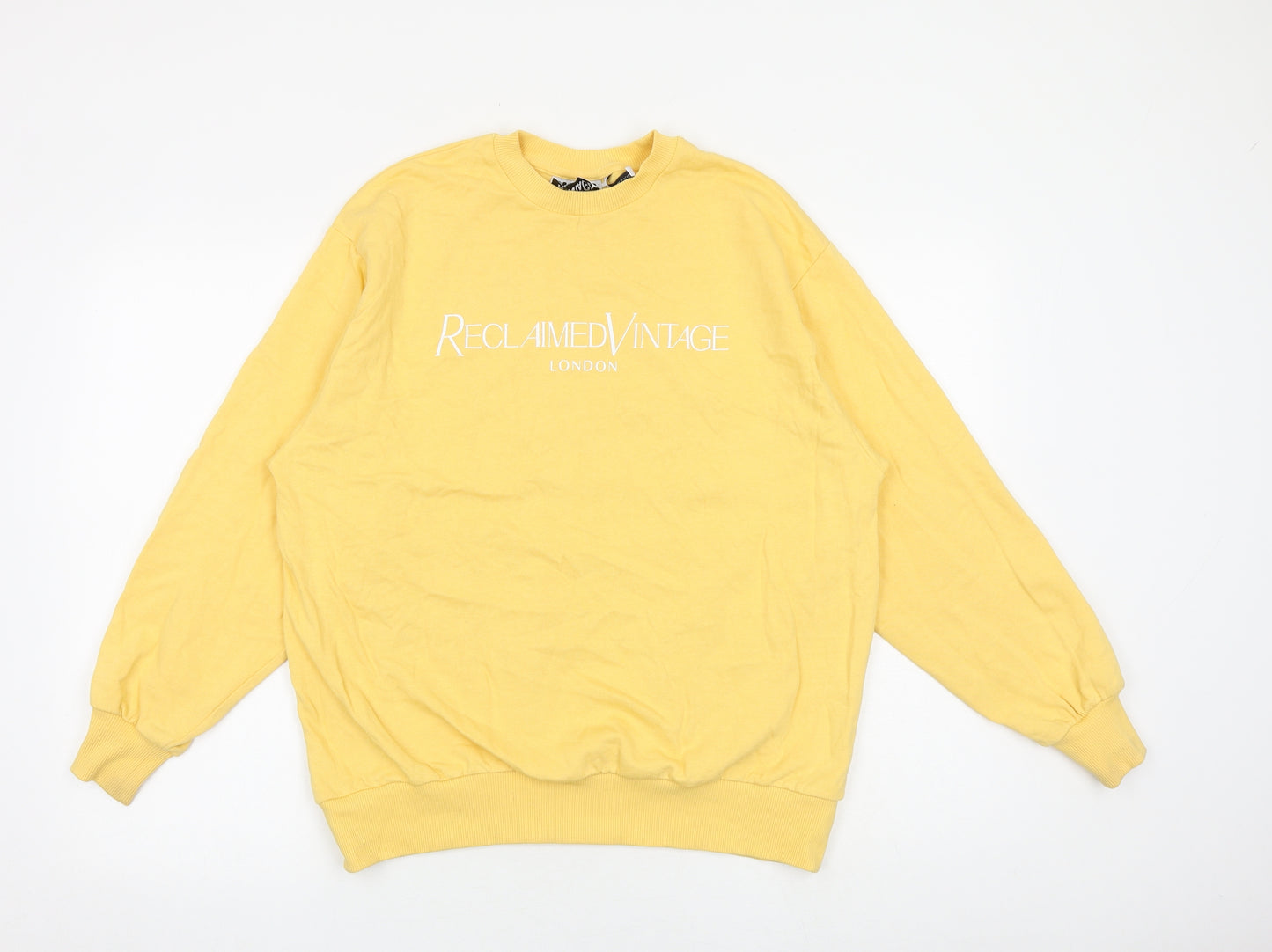 Reclaimed Vintage Womens Yellow 100% Cotton Pullover Sweatshirt Size S Pullover - Reclaimed Vintage London
