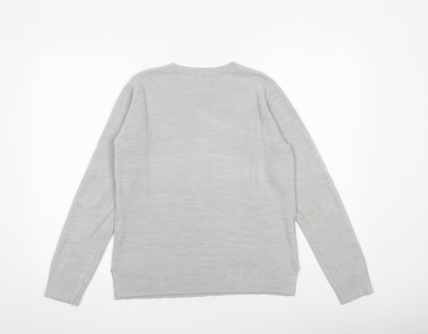 Marks and Spencer Womens Grey Round Neck Acrylic Pullover Jumper Size 12