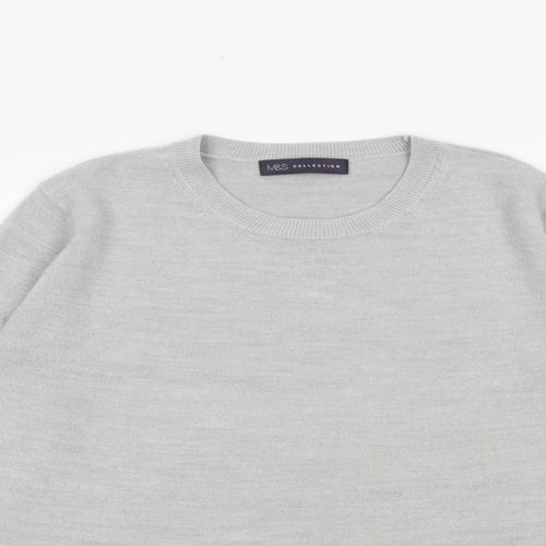 Marks and Spencer Womens Grey Round Neck Acrylic Pullover Jumper Size 12