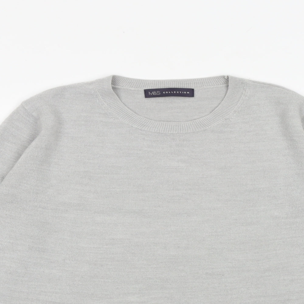 Marks and Spencer Womens Grey Round Neck Acrylic Pullover Jumper Size 12