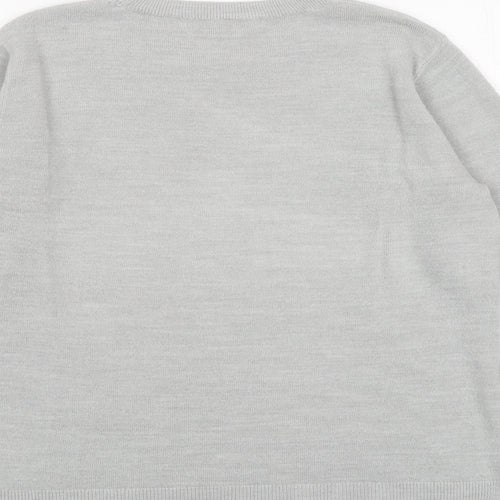 Marks and Spencer Womens Grey Round Neck Acrylic Pullover Jumper Size 12