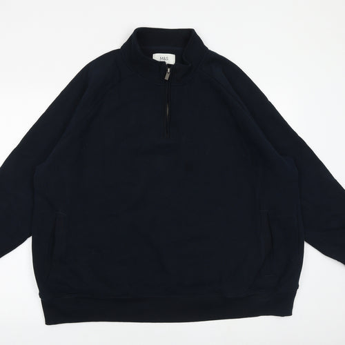 Marks and Spencer Mens Blue Cotton Henley Sweatshirt Size 3XL