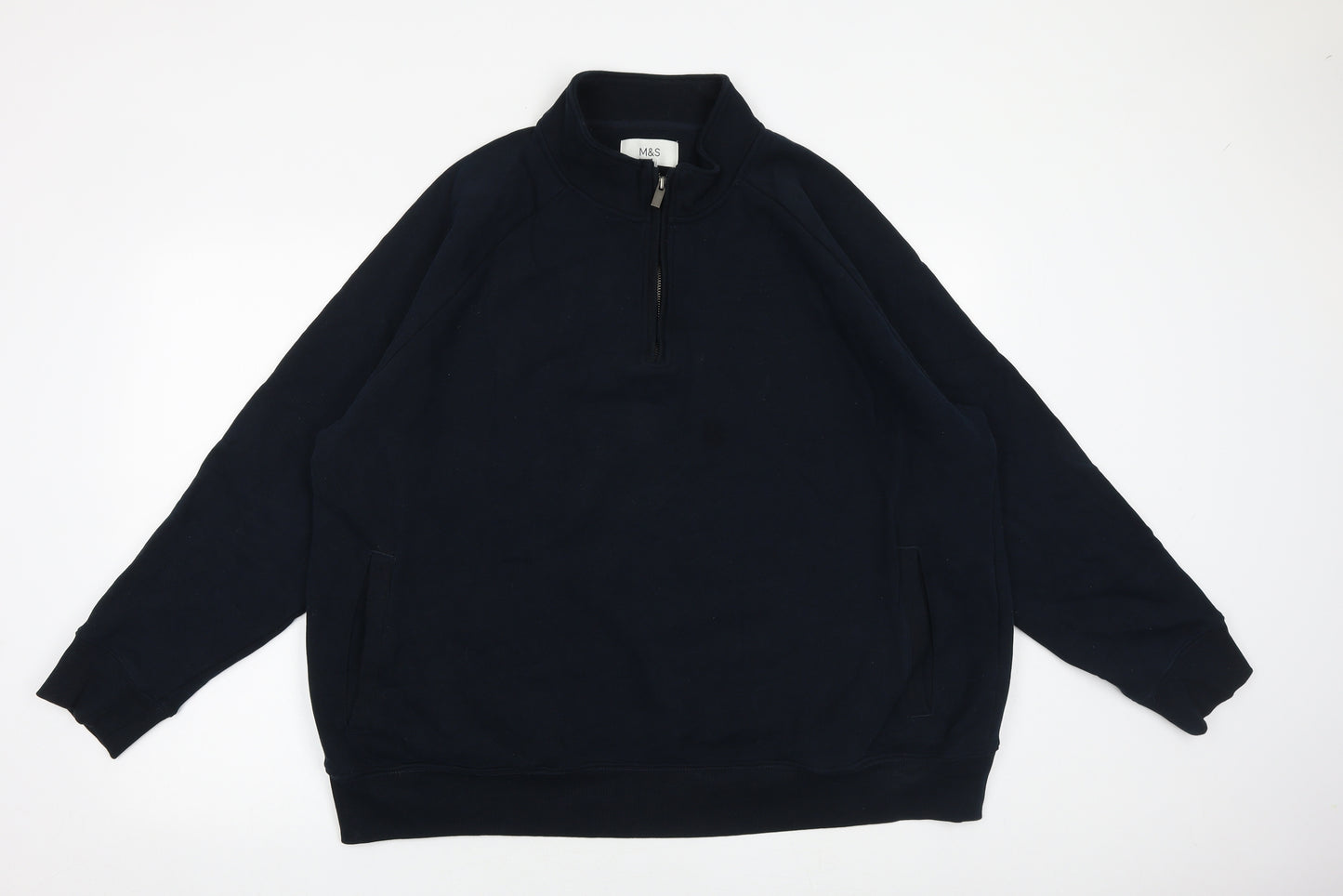 Marks and Spencer Mens Blue Cotton Henley Sweatshirt Size 3XL