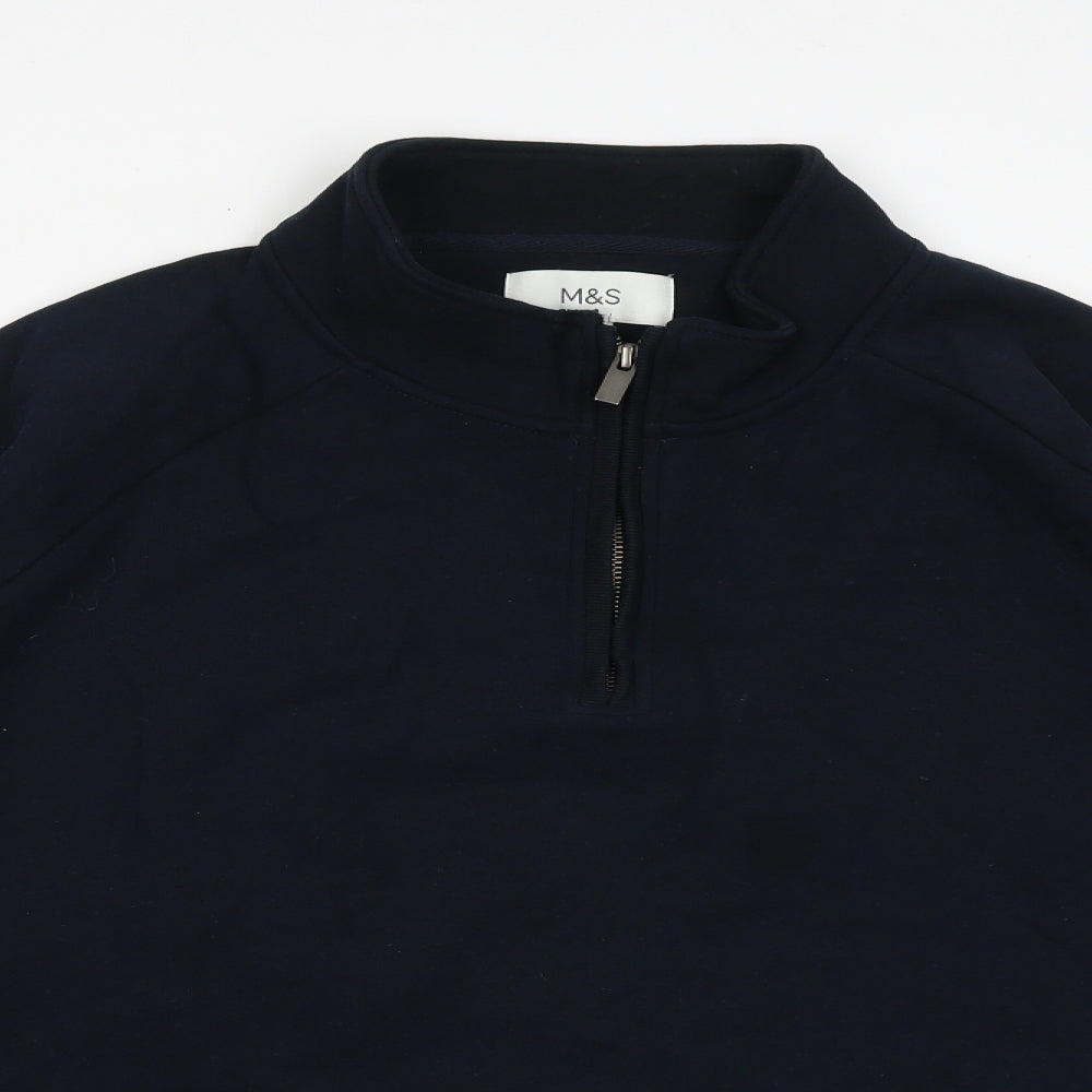 Marks and Spencer Mens Blue Cotton Henley Sweatshirt Size 3XL