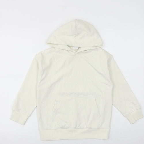 Zara Girls Ivory Cotton Pullover Hoodie Size 7 Years Pullover