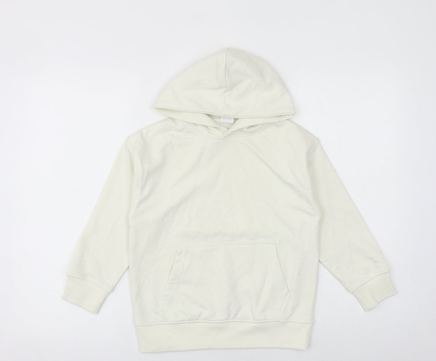 Zara Girls Ivory Cotton Pullover Hoodie Size 7 Years Pullover