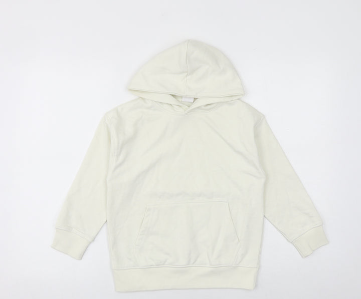 Zara Girls Ivory Cotton Pullover Hoodie Size 7 Years Pullover