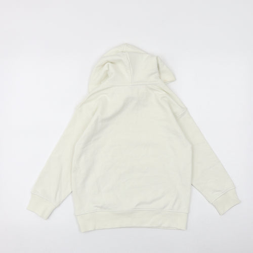 Zara Girls Ivory Cotton Pullover Hoodie Size 7 Years Pullover