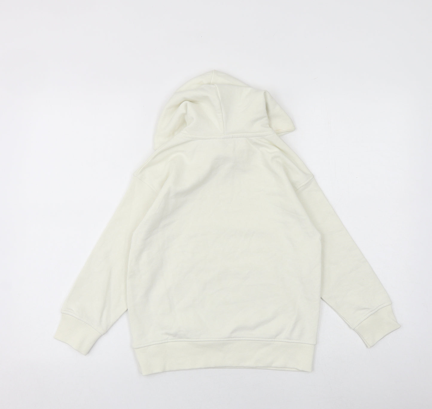 Zara Girls Ivory Cotton Pullover Hoodie Size 7 Years Pullover