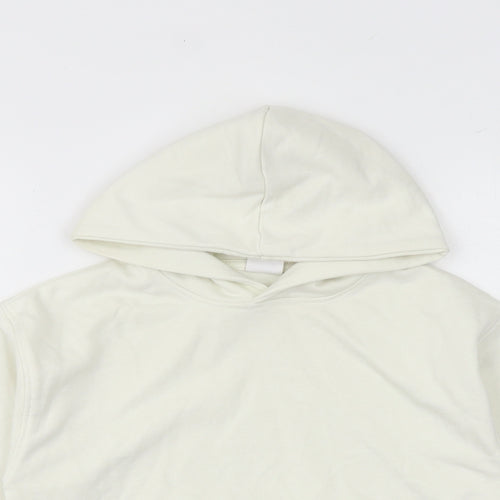 Zara Girls Ivory Cotton Pullover Hoodie Size 7 Years Pullover