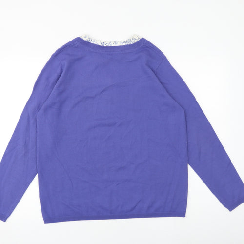 EWM Womens Purple Round Neck Cotton Pullover Jumper Size 18 - Shirt Insert
