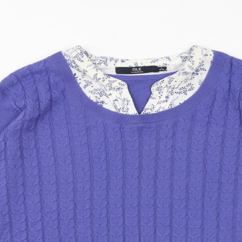 EWM Womens Purple Round Neck Cotton Pullover Jumper Size 18 - Shirt Insert