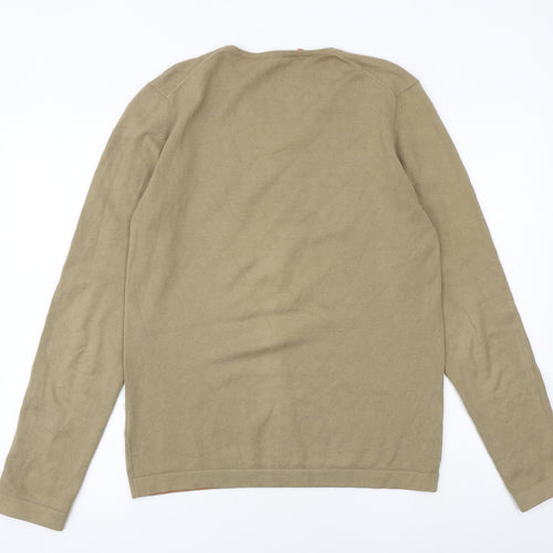 Monsoon Womens Brown V-Neck Cotton Pullover Jumper Size S