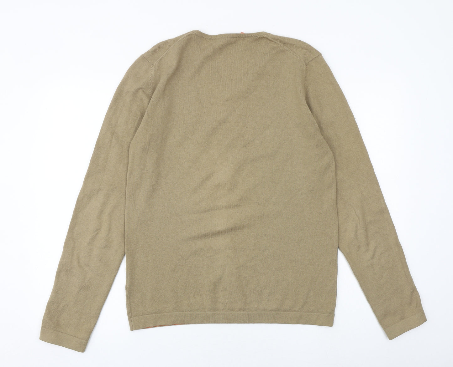 Monsoon Womens Brown V-Neck Cotton Pullover Jumper Size S