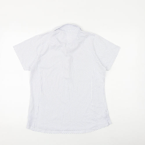 GolfCo Womens White Geometric 100% Cotton Basic Polo Size M Collared