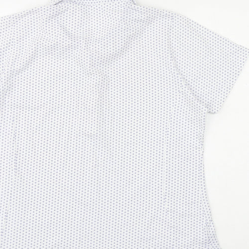 GolfCo Womens White Geometric 100% Cotton Basic Polo Size M Collared