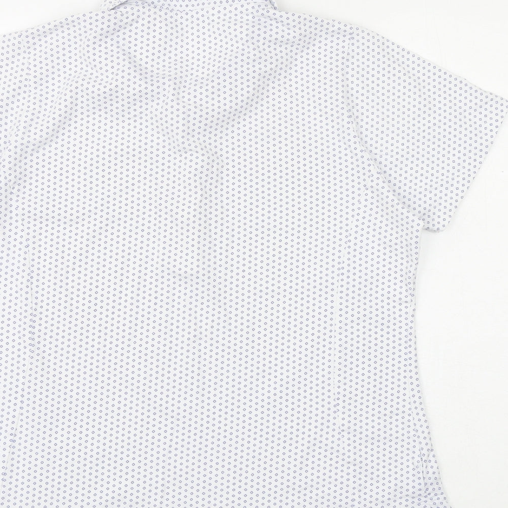 GolfCo Womens White Geometric 100% Cotton Basic Polo Size M Collared