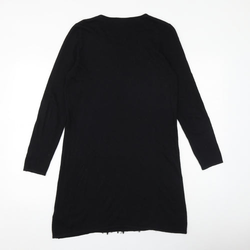 Marks and Spencer Womens Black Floral Viscose A-Line Size 14 Round Neck Pullover