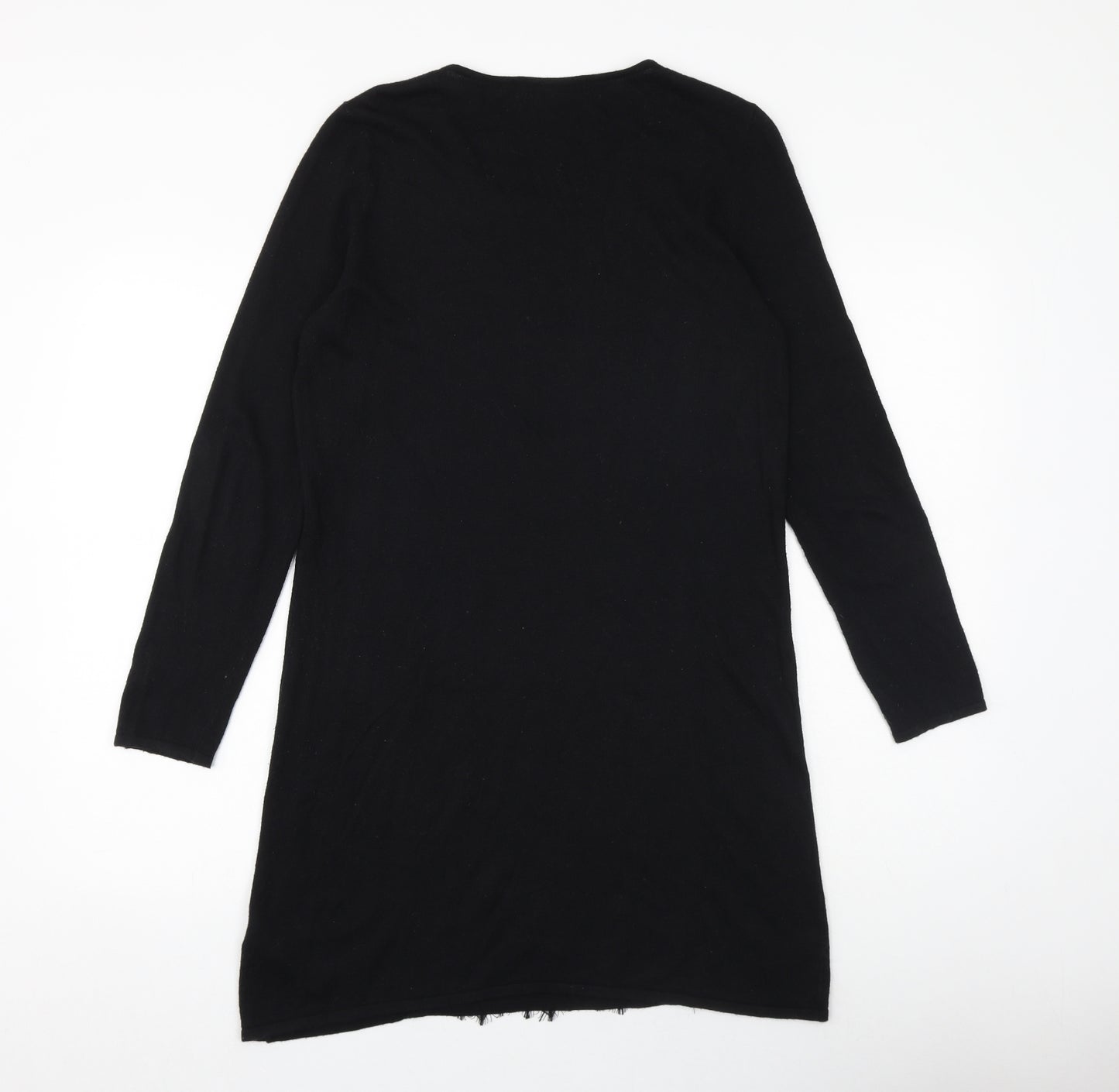Marks and Spencer Womens Black Floral Viscose A-Line Size 14 Round Neck Pullover